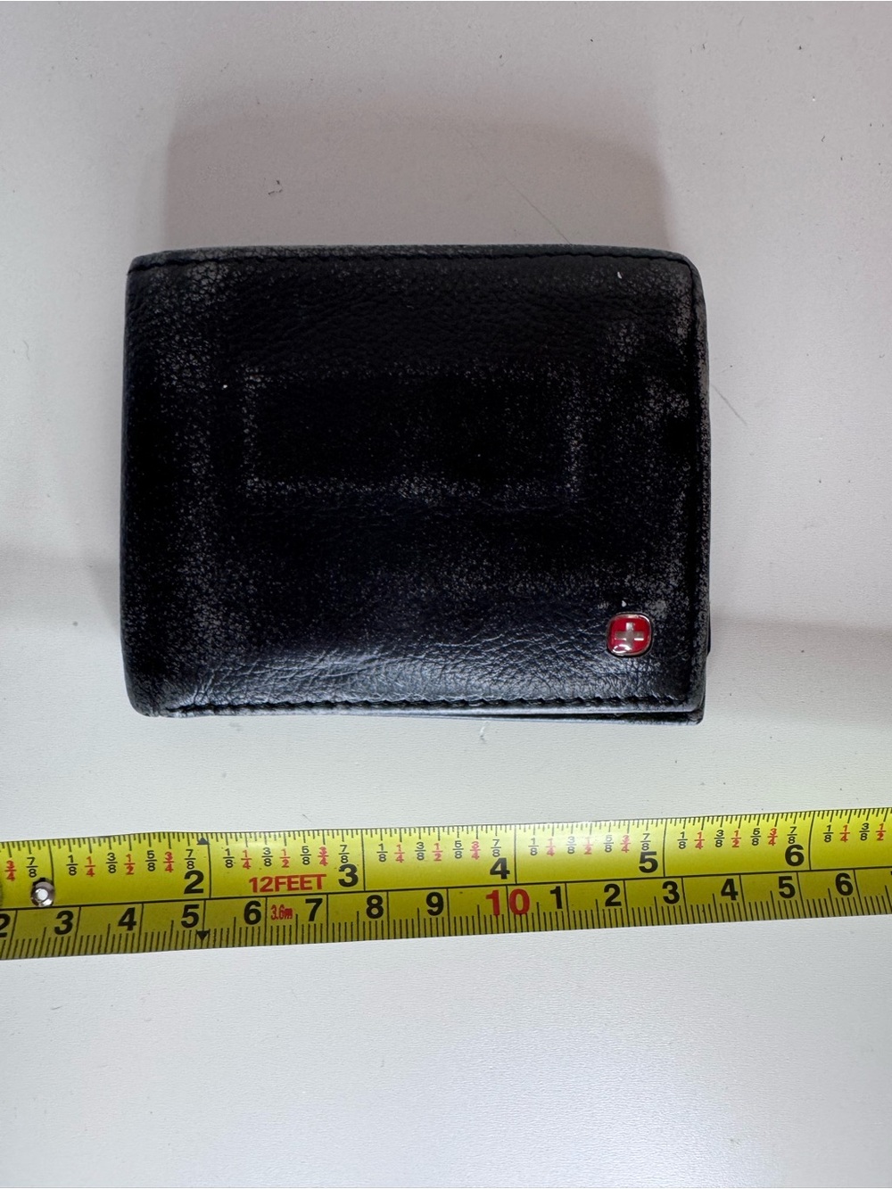 SwissGear Black Bifold Wallet with Red Cross Logo
